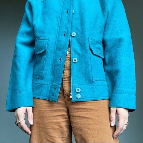 Peruvian Indigenous Alpaca Wool Women’s Blue Hoodie Zip Sweater Jacket Size M - Picture 6 of 9